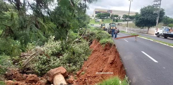 Erosão aumenta e Prefeitura de Marília interdita avenida na zona norte