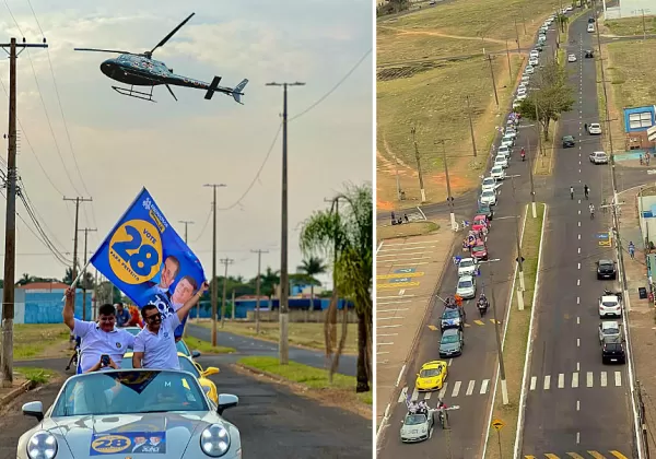 Carreata histórica agita a zona Sul de Marília: helicóptero e 200 carros marcam presença