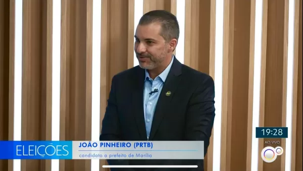 João Pinheiro apresenta propostas ao vivo para Marília em entrevista à TV TEM de Bauru