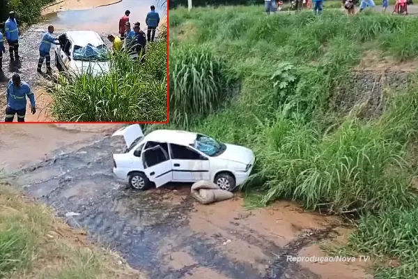 Funcionários de usina salvam mãe e criança após carro cair em córrego