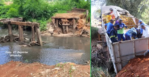 Moradores de distrito em Marília protestam contra Prefeitura por não recuperar ponte danificada