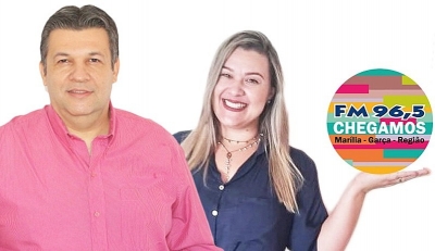 Denis Brau e Nanda Costa na nova rádio 96,5 FM