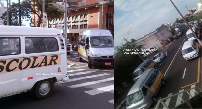 Profissionais de transporte escolar fazem protesto