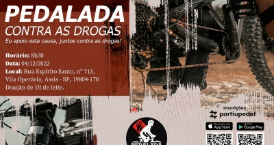 Pedalada contra as drogas será realizada em Assis, neste domingo 