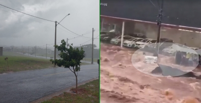 Temporal atinge Marília e transforma avenida em rio, na região