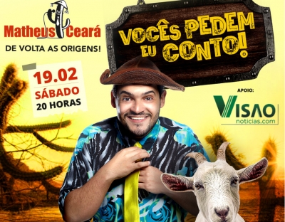 Humorista Matheus Ceará fará show em Marília neste sábado